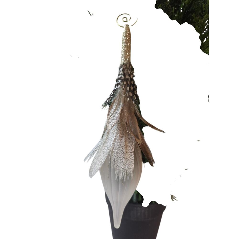 Blown Glass Finial Christmas Ornament Feathered Robert Stanley 9.5" Tall